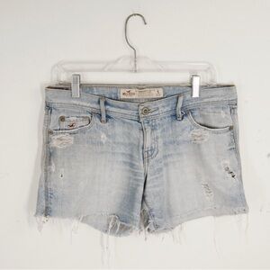 Vintage Y2K 2000s Hollister Distressed Light Denim Mini Shorts